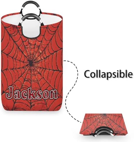 RIRIX Red Spider Web Personalized Laundry Basket with Handles