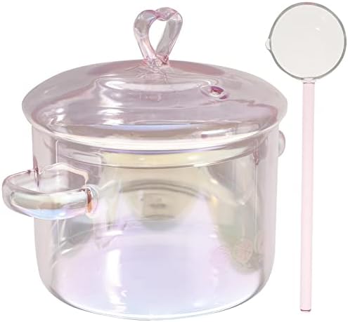SHERCHPRY Glass Kettle1500ml Heart Design Soup Bowl Perfect for Pasta Ramen Cooking