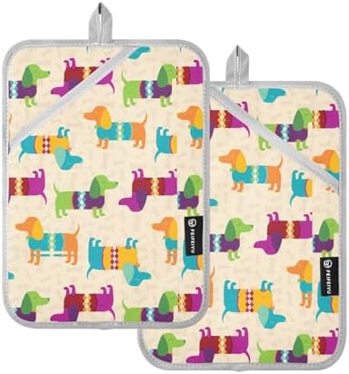 Colorful Dog Potholder Set for Kitchen Safety