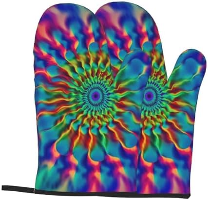 Oven Mitts Pair Tie-Dye Heat Resistant Quilted Cooking Gloves