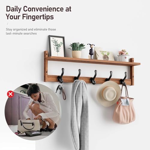 Tatub 29 Wall Hook with Shelf Rustic Storage Solution