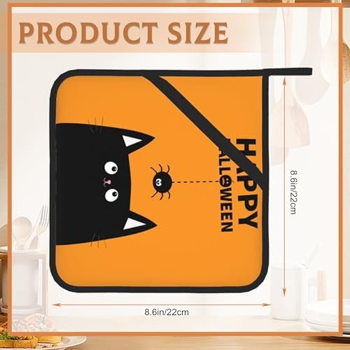 HEAT-RESISTANT Halloween Potholders Set Black Cat Design for Kitchen Use