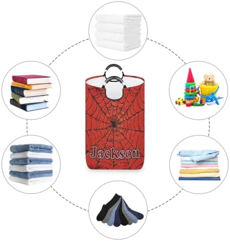 RIRIX Red Spider Web Personalized Laundry Basket with Handles