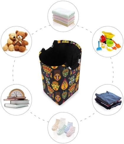 SUSIYO African Tribal Mask Collapsible Laundry Basket