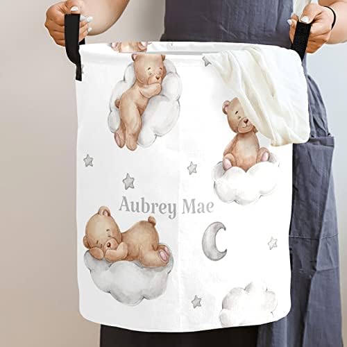 Watercolor Bear Moon Stars Laundry Basket Organizer