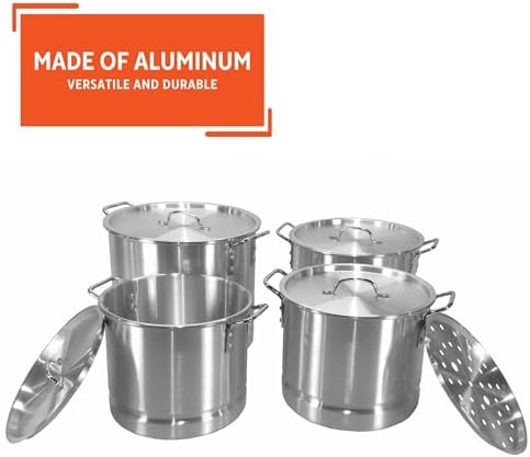 IMUSA 4PC Aluminum Steamer Set with Lids Silver