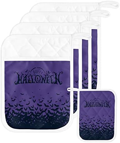Halloween Spooky Bat 5-Piece Pot Holder Set