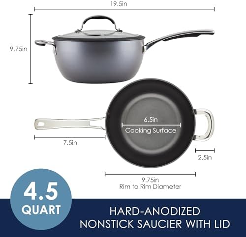 Rachael Ray Cook Create 45 Quart Hard Anodized Nonstick Saucepan with Lid