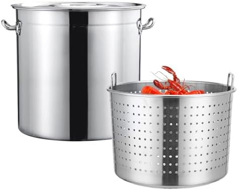 Sturdy Stainless Steel Stockpot with Basket Deep Fry Soup Seafood Made Easy