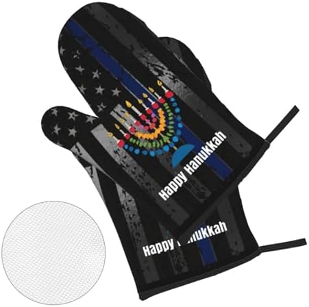 Happy Hanukkah Premium Heat-Resistant Oven Mitts Set