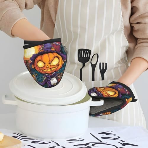 Slim Halloween pumpkin oven mitts