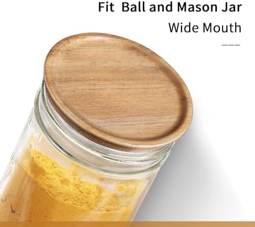 Wooden Canning Lids for Mason Jars 12PCS Reusable with Silicone Seal