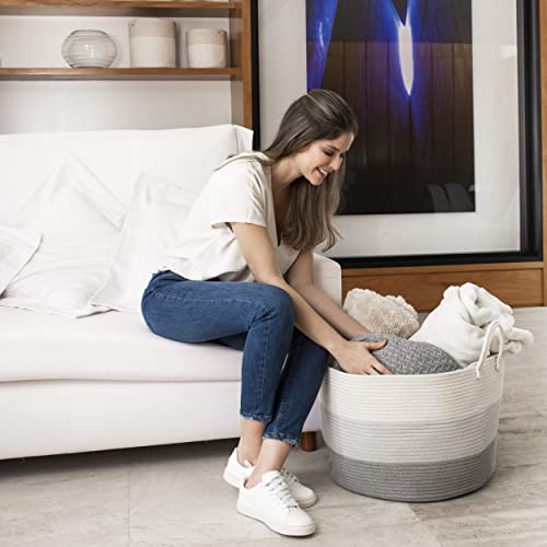 OrganisHaus Gray Extra Large Storage Basket for Kids Rooms