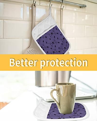 FF Halloween Crows Branch Pot Holder Set Heat-Resistant Kitchen Pots