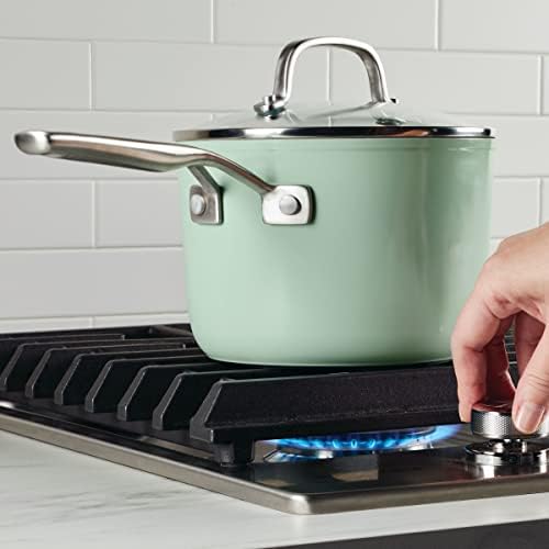 KitchenAid Hard Anodized Ceramic Nonstick Cookware Sauce Pan with Lid 3 Quart Pistachio