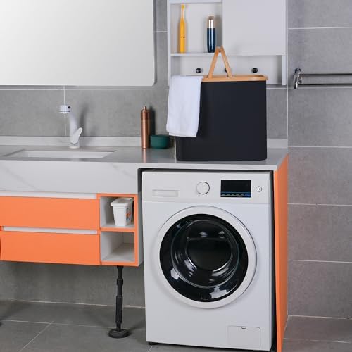 Laundry Basket with Handles Collapsible 60L Black