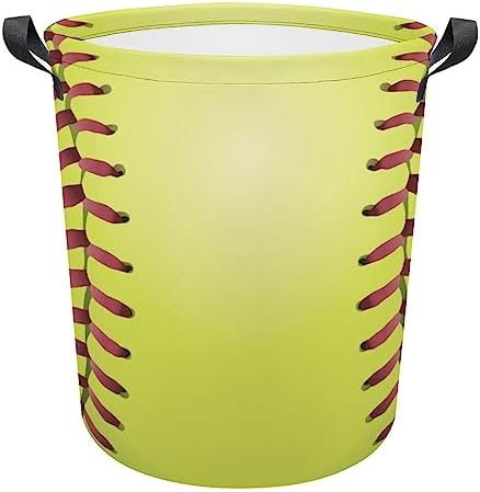 Softball Laces Yellow Waterproof Laundry Basket Organizer