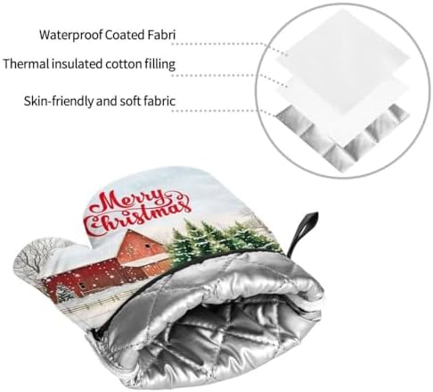 Merry Christmas 4-Piece Pot Holder Oven Mitt Set