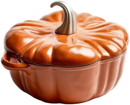 Enameled Cast Iron Casserole Pot in Pumpkin Shape Dutch Oven with Lid