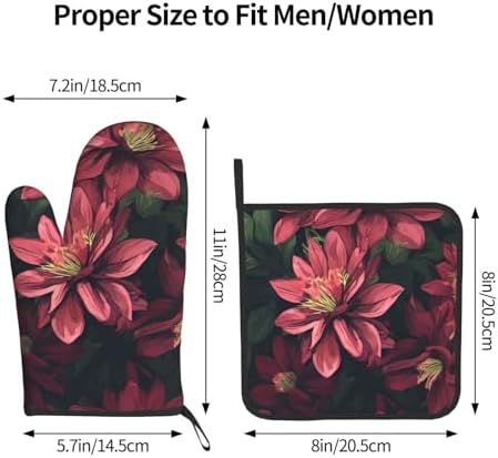 Triangle Flower-Printed Oven Mitts and Pot Holders 2pc Set