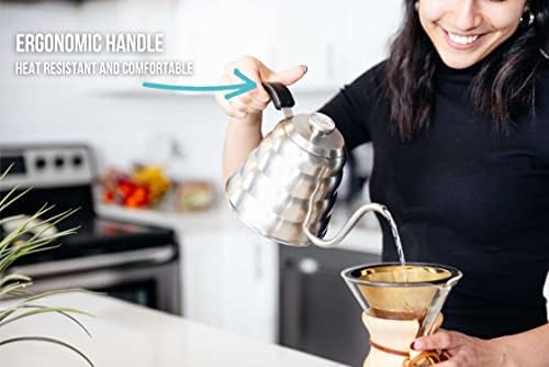 Barista Warrior Gooseneck Coffee Kettle with Thermometer