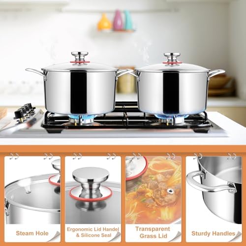 Xgxoz8 QT Stainless Steel Stock Pot with Glass Lid