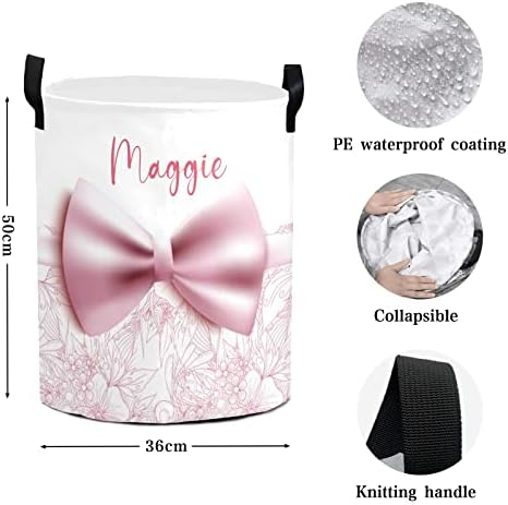 Personalized Floral Bow Latex Collapsible Laundry Basket