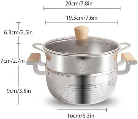 VKEID Stock Pot with Lid 78In Tri-Ply Stainless Steel