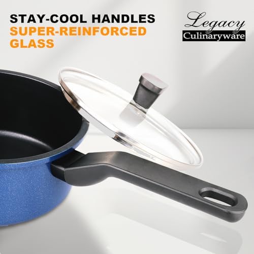 PFOA-Free Non-Stick Saucepan with Lid 15QT Ergonomic Design induction compatible