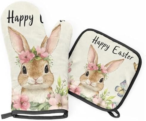 Easter Butterfly Oven Mitts and Pot Holders Set of 2 1