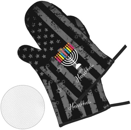 Happy Hanukkah 2023 Oven Mitts and Pot Holders Set - Heat Resistant Kitchen Essentials