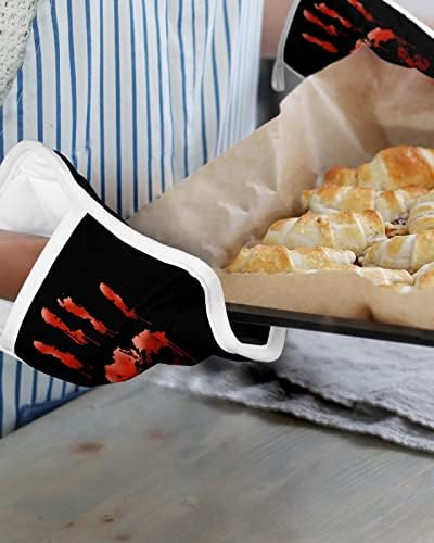 Halloween Blood Handprint 5pcs Oven Mitts Set