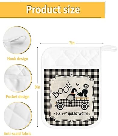 Trick or Treat Cat Halloween Potholders 5PCS