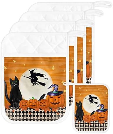 Festive Halloween Kitchen Accessories 5PCS Pot Holder Set with Loops