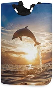 susiyo Beautiful Dolphins Folding Laundry Hamper