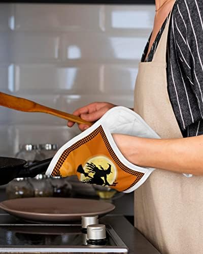 Halloween Flying Witch Pot Holders Set of 5
