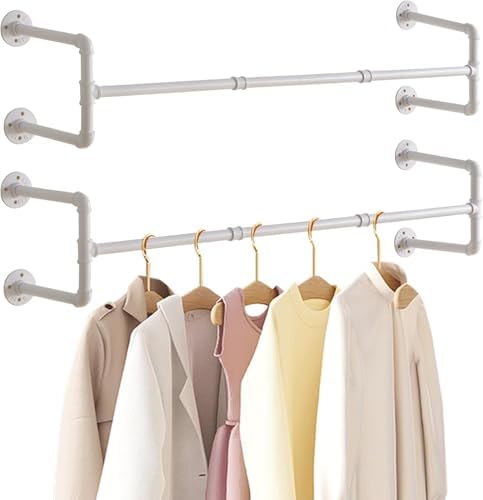 IBUYKE Space-Saving 2-Piece Wall-Mounted Clothing Rack