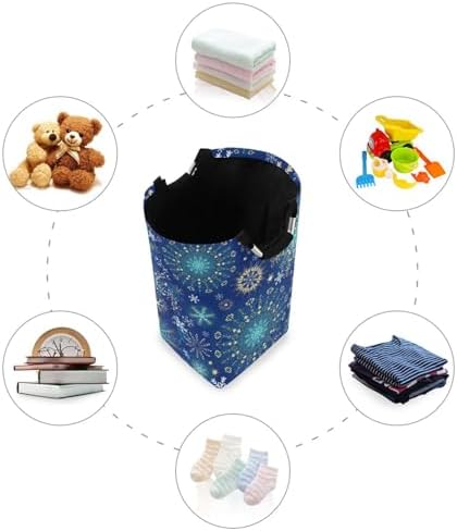 Kigai Collapsible Laundry Basket with Handles - Christmas Snowflake Design