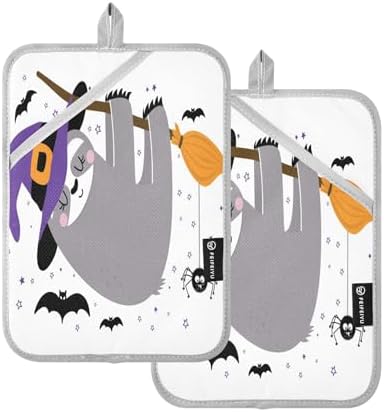 Halloween Sloth Potholders Heat-Resistant Fun Kitchen Pots - 2-Pack