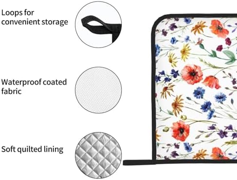 Wildflowers Watercolor Potholder Set 2PCS Heat Resistant