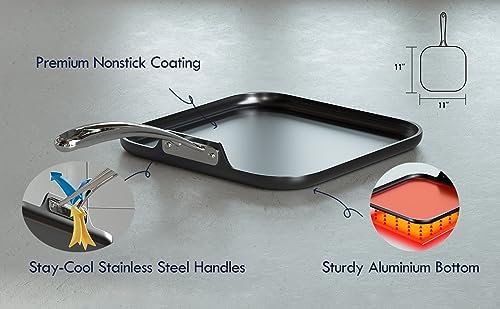 Cooks Standard Pro 11-inch Nonstick Griddle Pan - Easy Cooking Performance Style