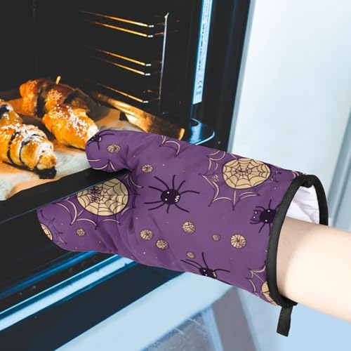 Halloween Bat Spider Webs Oven Mitts and Pot Potholders Set of 2