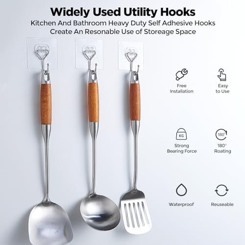 Heavy Duty Adhesive Hooks for Kitchen Bathroom Home