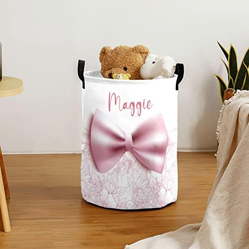 Personalized Floral Bow Latex Collapsible Laundry Basket