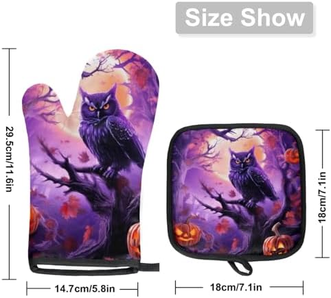 Halloween Halloween pumpkin owls oven mitts pot holders set Halloween Halloween Halloween