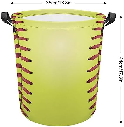 Softball Laces Yellow Waterproof Laundry Basket Organizer