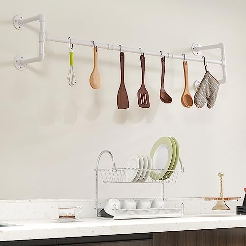 IBUYKE Space-Saving 2-Piece Wall-Mounted Clothing Rack
