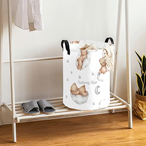 Watercolor Bear Moon Stars Laundry Basket Organizer