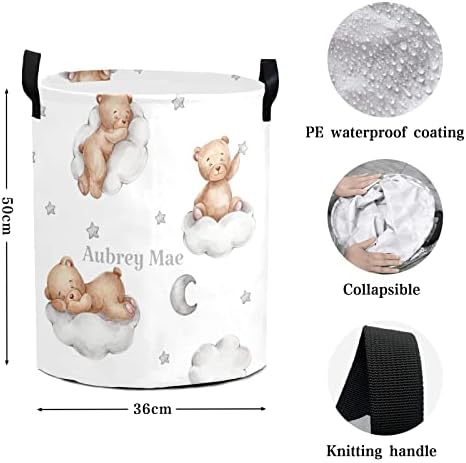 Watercolor Bear Moon Stars Laundry Basket Organizer