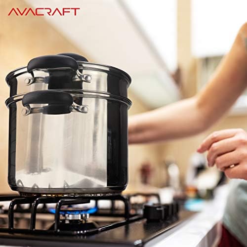 AVACRAFT 4 Piece Stainless Steel Pasta Pot Set with Strainer and Steamer Basket
